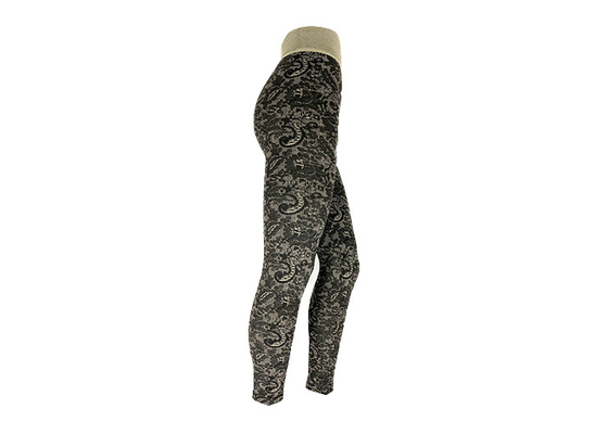 Jacquard Lace Look Womens Fleece Lined Leggings High Waist Brushed Leggings