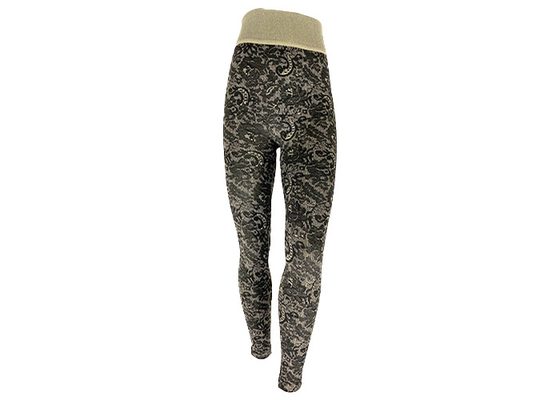 Jacquard Lace Look Womens Fleece Lined Leggings High Waist Brushed Leggings