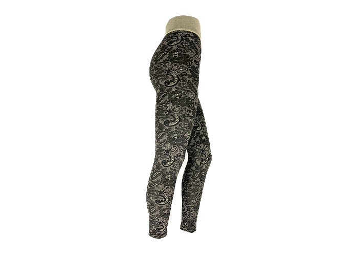 Jacquard Lace Look Womens Fleece Lined Leggings High Waist Brushed Leggings